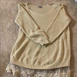 Oversized Cream Sweater with Lace bottom